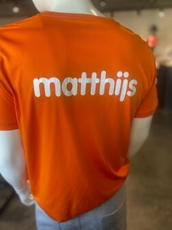 Sport shirt Matthijs oranje achterkant