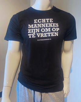 Echte Mannekes T-Shirt - zwart met witte opdruk